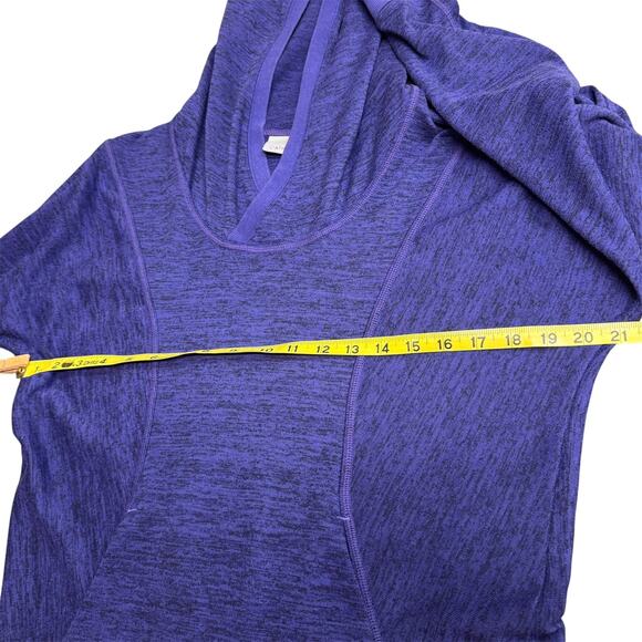 Athleta Pullover Hoodie Women M Dolman Sleeve Heathered Purple Kangaroo Pocket - Picture 9 of 11